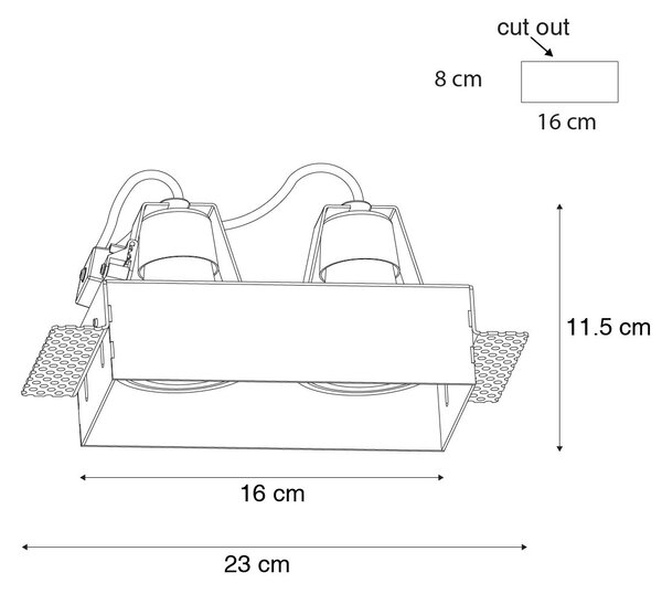 Set de 6 spoturi incastrate negre GU10 70mm 2-lumini fara rama - Oneon