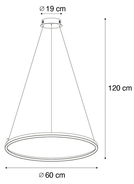 Lampă suspendată inteligentă neagră 60 cm cu LED și RGBW - Girello