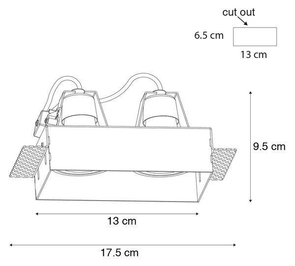 Set de 6 spoturi incastrate albe GU10 50mm 2-lumini fara rama - Oneon