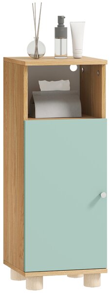 HOMCOM Mobilier de baie, mobilier de depozitare îngust cu dulap cu ușă și compartiment deschis, 30x30x80cm, verde | Aosom Romania