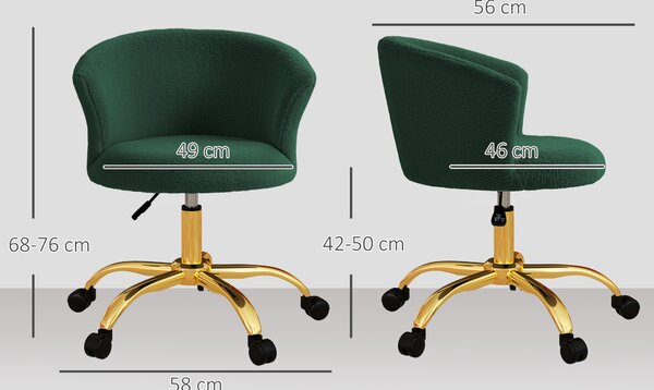 Vinsetto Scaun de birou, scaun de birou ergonomic reglabil în înălțime, scaun pivotant, picior din oțel, verde | Aosom Romania