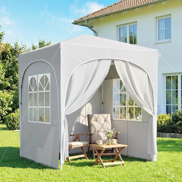 Outsunny Gazebo Pliabil 2 x 2 m, Pavilion de Grădină Portabil UPF50+ cu 4 Pereți Laterali, Înălțime Reglabilă, Geantă de Transport pentru Petreceri, Evenimente, Camping, Gri Deschis | Aosom Romania