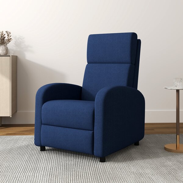 HOMCOM Fotoliu Relax Reclinabil Manual 160° cu Suport pentru Picioare, Fotoliu Reclinabil Tapițat Ergonomic din Material Textil Tip In pentru Dormitor, Birou, Sufragerie, Albastru | Aosom Romania