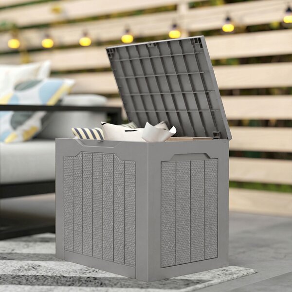 Outsunny Cufăr de Grădină cu Mânere, Container pentru Unelte Impermeabil, 56x41x50 cm, Bej Deschis | Aosom Romania