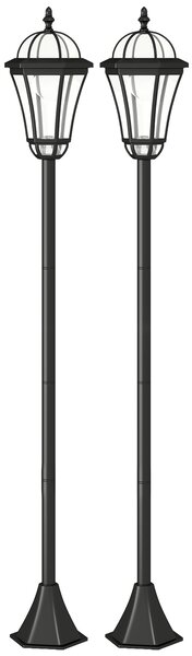 Outsunny Set 2 Lampi Solare de Gradina, Lumini de Exterior Solare cu 2 LED, Aprindere Automata si Durata 6 Ore, Negru | Aosom Romania