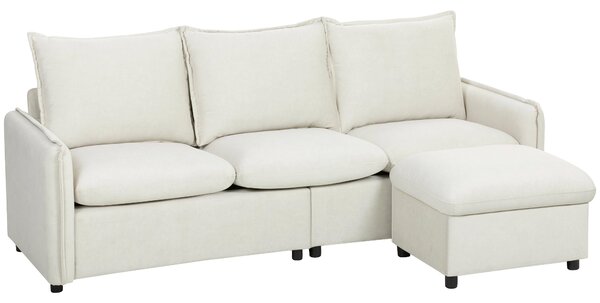 Set Canapea 3 Locuri, HOMCOM, Leathaire, 212x125x84cm, Crem | Aosom Romania