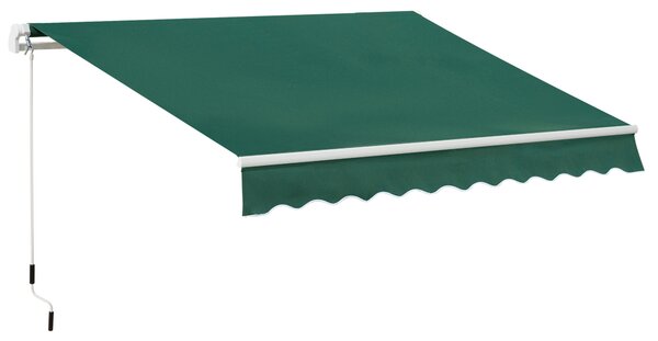 Copertină Retractabilă Manuală Outsunny pentru Verandă, 3x2 m, Verde | Aosom Romania