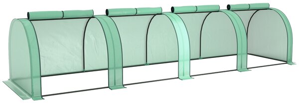 Outsunny Seră Portabilă Tip Tunel 4x1x0.8 m cu 4 Uși cu Fermoar, Acoperire PVC Rezistentă la Apă/UV | Aosom Romania