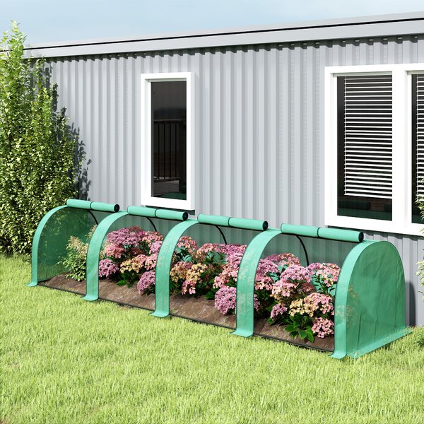 Outsunny Seră Portabilă Tip Tunel 4x1x0.8 m cu 4 Uși cu Fermoar, Acoperire PVC Rezistentă la Apă/UV | Aosom Romania