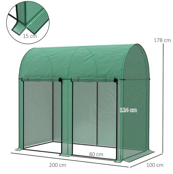 Outsunny Seră de grădină 2 m² dim. 2L x 1l x 1,78H m 2 Uși cu fermoar rulabile Oțel PE Densitate înaltă 140 g/m² Anti-UV alb | Aosom Romania