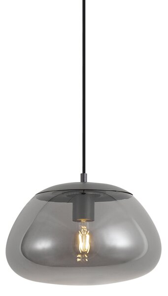 Lampă suspendată retro Gunmetal cu sticlă fumurie - Giselle