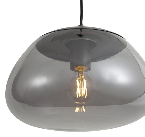 Lampă suspendată retro Gunmetal cu sticlă fumurie - Giselle