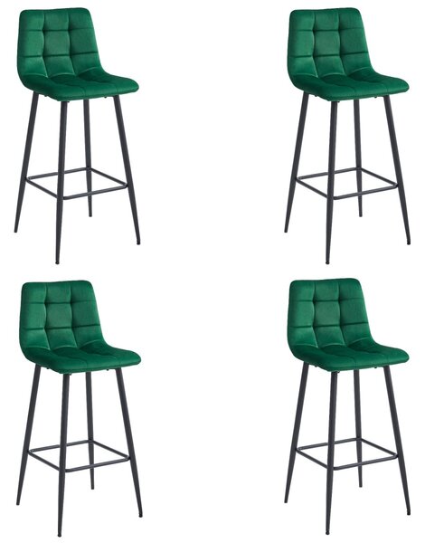 Scaun de bar ARCETO VELVET cu picioare negre, verde inchis