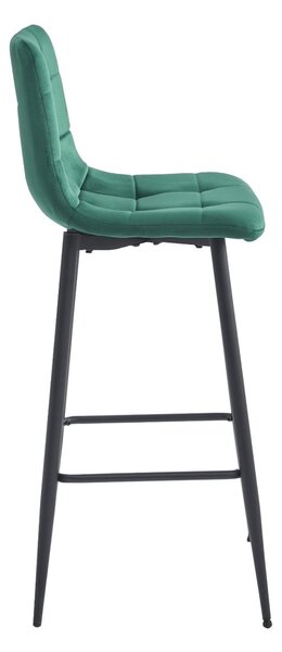 Scaun de bar ARCETO VELVET cu picioare negre, verde inchis
