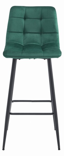 Scaun de bar ARCETO VELVET cu picioare negre, verde inchis