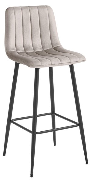 Scaun de bar POZZA VELVET cu picioare negre, bej