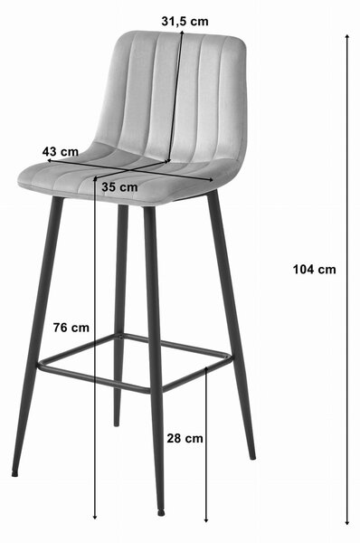 Scaun de bar POZZA VELVET cu picioare negre, verde inchis