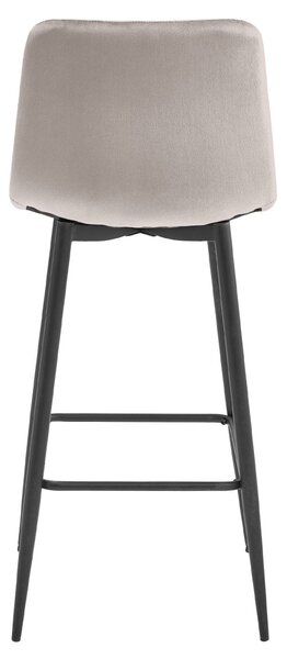 Scaun de bar POZZA VELVET cu picioare negre, bej