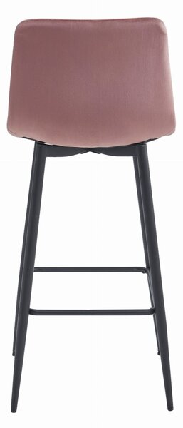 Scaun de bar POZZA VELVET cu picioare negre, roz