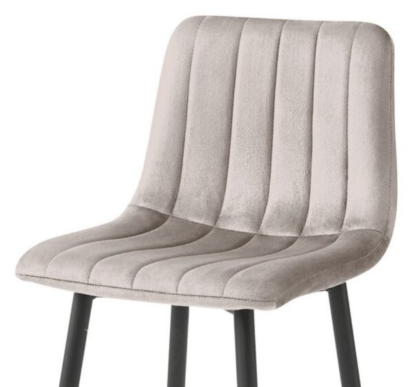 Scaun de bar POZZA VELVET cu picioare negre, bej