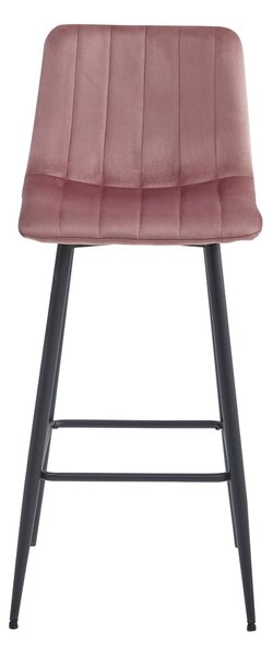 Scaun de bar POZZA VELVET cu picioare negre, roz