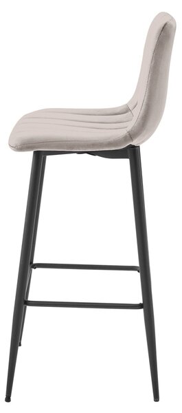 Scaun de bar POZZA VELVET cu picioare negre, bej