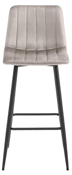 Scaun de bar POZZA VELVET cu picioare negre, bej