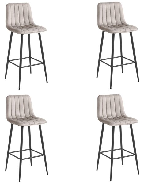 Scaun de bar POZZA VELVET cu picioare negre, bej