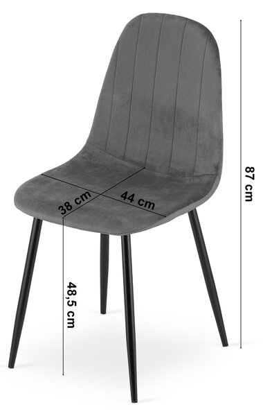 Scaun de masa PADVA VELVET cu picioare negre, albastru