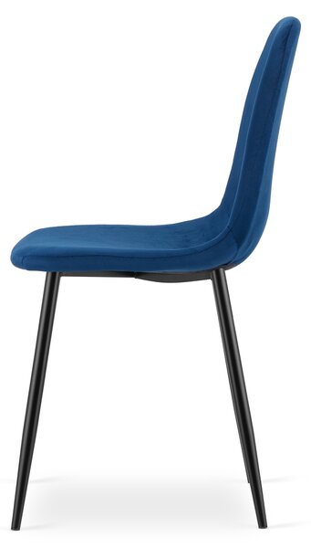 Scaun de masa PADVA VELVET cu picioare negre, albastru