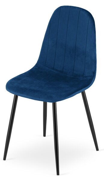 Scaun de masa PADVA VELVET cu picioare negre, albastru