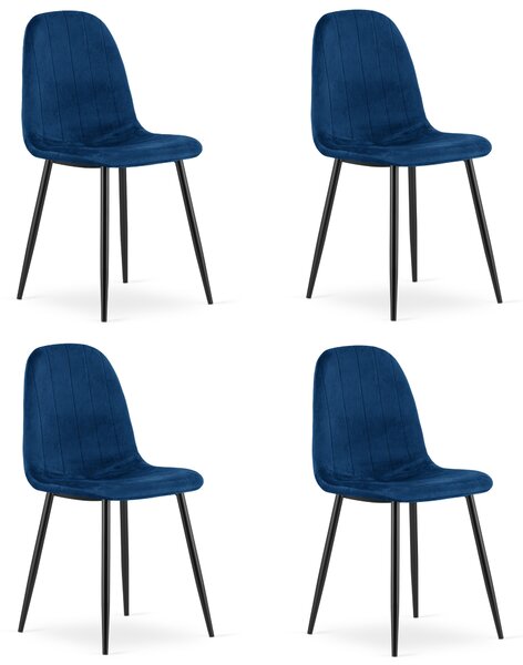 Scaun de masa PADVA VELVET cu picioare negre, albastru