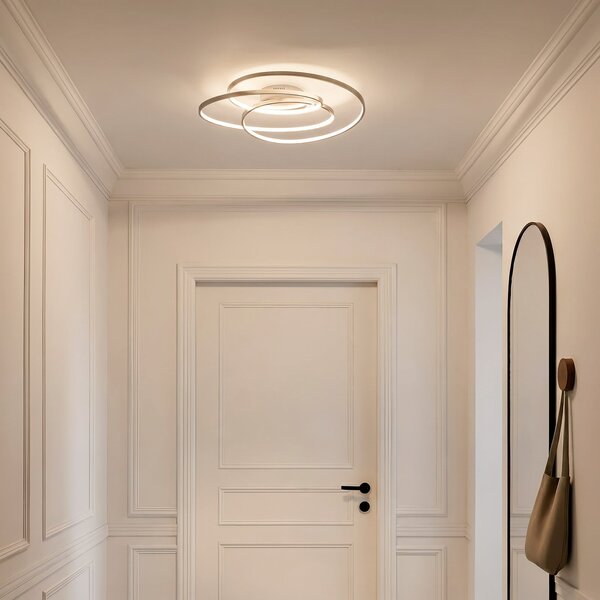 Lindby plafonieră LED Joline, Ø 60 cm, culoare nichel, metal, reglabil, Metalic, Camera de zi / sufragerie, Metal, Modern