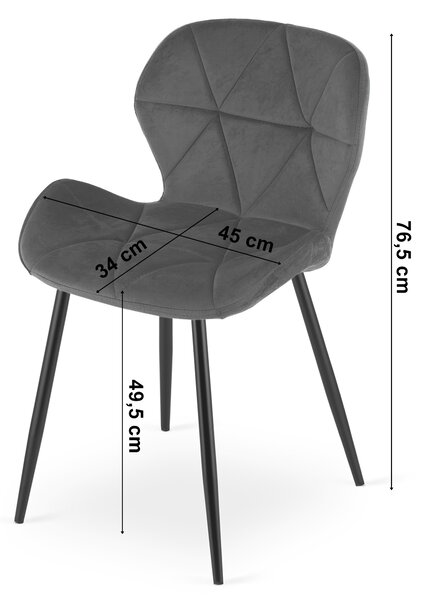 Scaun de dining MANGO din piele ecologica cu picioare negre, gri-alb