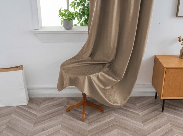 Draperie opaca DUNES VELVET 140x250 cm, bej-maro Agatat: Inele metalice