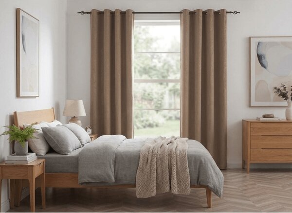 Draperie opaca DUNES VELVET 140x250 cm, bej-maro Agatat: Inele metalice