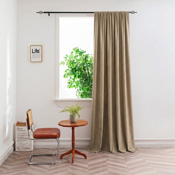Draperie opaca DUNES VELVET 140x250 cm, bej-maro Agatat: Inele metalice