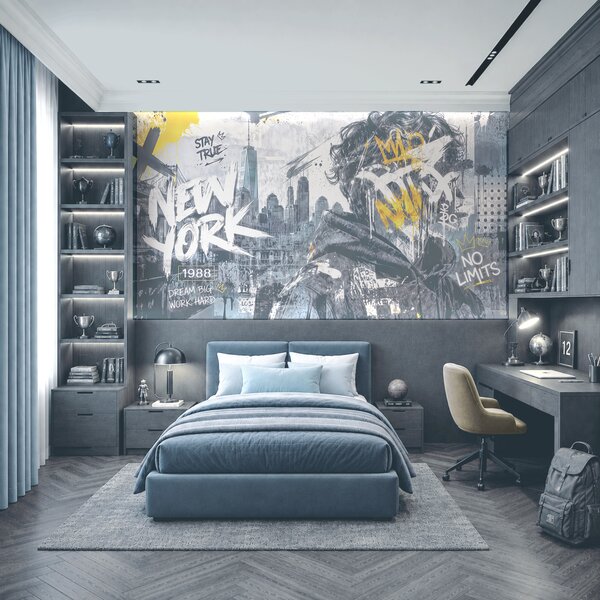 Fototapet Persoană cu graffiti pe față, Fototapet skyline, Fototapet populare, t00932 - Tapeko.ro