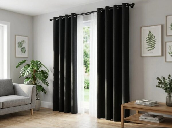 Draperie OXFORD LIGHT 140x250 cm, negru Agatat: Rejansa