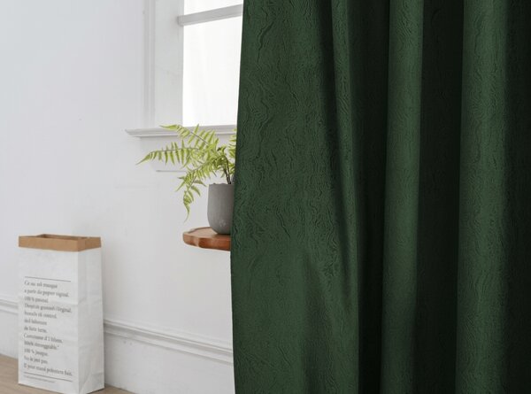 Draperie opaca DUNES VELVET 140x250 cm, verde inchis Agatat: Inele metalice