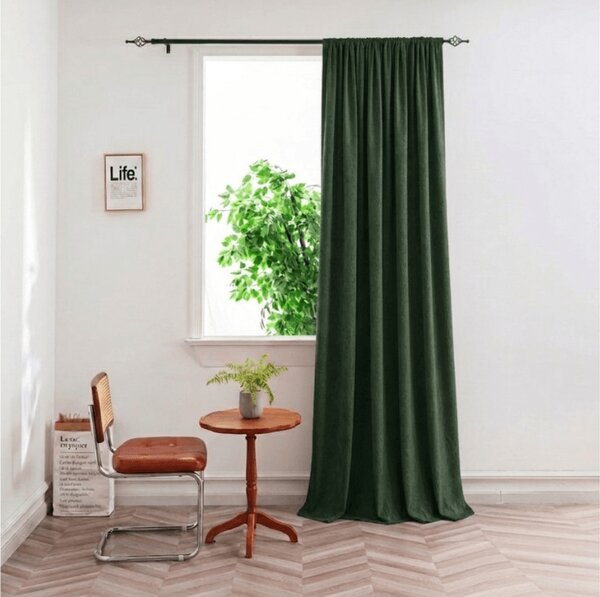 Draperie opaca DUNES VELVET 140x250 cm, verde inchis Agatat: Inele metalice
