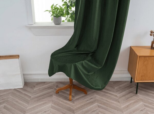 Draperie opaca DUNES VELVET 140x250 cm, verde inchis Agatat: Inele metalice