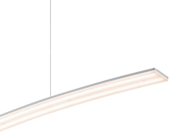 HELL Lampă suspendată LED Sira, lungime 130 cm, metal de culoarea aluminiului, CCT, reglabil, Metalic, Camera de zi / sufragerie, Metal, Modern