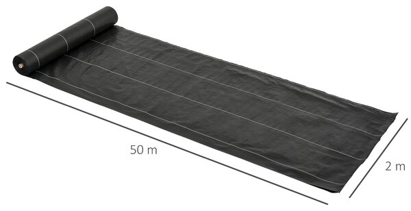 Outsunny Folie Neagră de Mulci 50x2m, Protecție UV, pentru Grădină, Sera, Drenaj Eficient | Aosom Romania