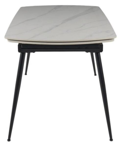 Masa extensibila VELA, alb cu efect de marmura/negru, ceramica/metal
