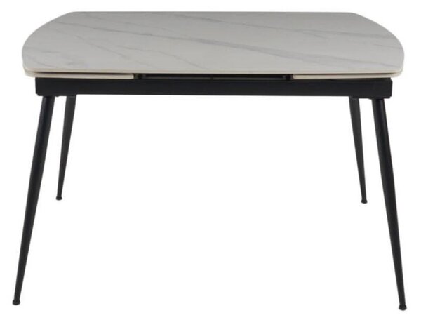 Masa extensibila VELA, alb cu efect de marmura/negru, ceramica/metal