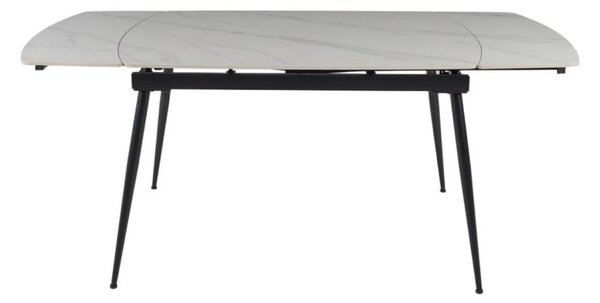 Masa extensibila VELA, alb cu efect de marmura/negru, ceramica/metal