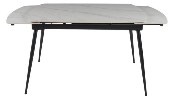 Masa extensibila VELA, alb cu efect de marmura/negru, ceramica/metal