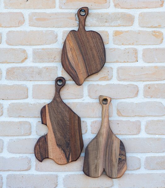Set 3 tocătoare Deep Forest Fragments din nuc masiv - 36x20 cm