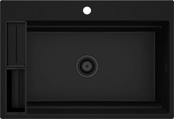 Deante Magnetic, chiuvetă din granit cu 1 cameră 760x520x220mm, negru mat, DEA-ZRM_N10B